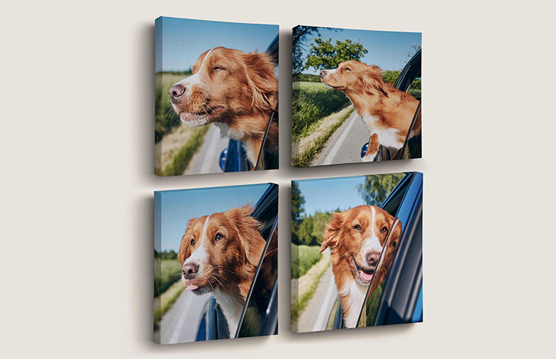 Tableau Photo Personnalisé Sur Toile - 4 Carrés Encadrés, Prêt à Accrocher - Customise Tes Souvenirs !
