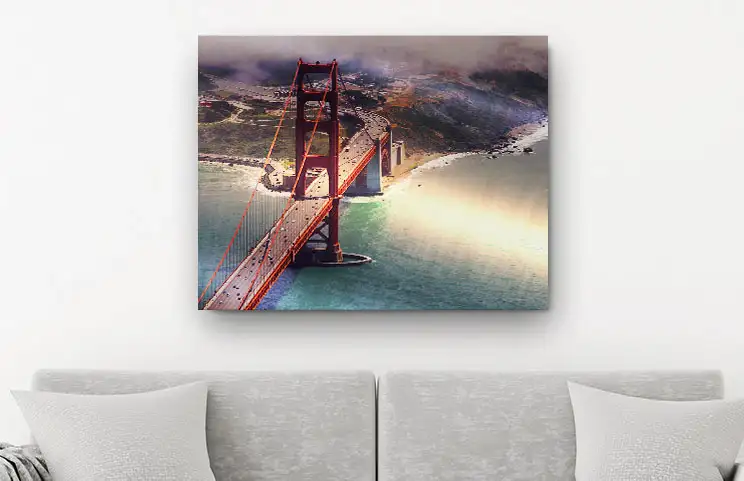 A metal print on a wall