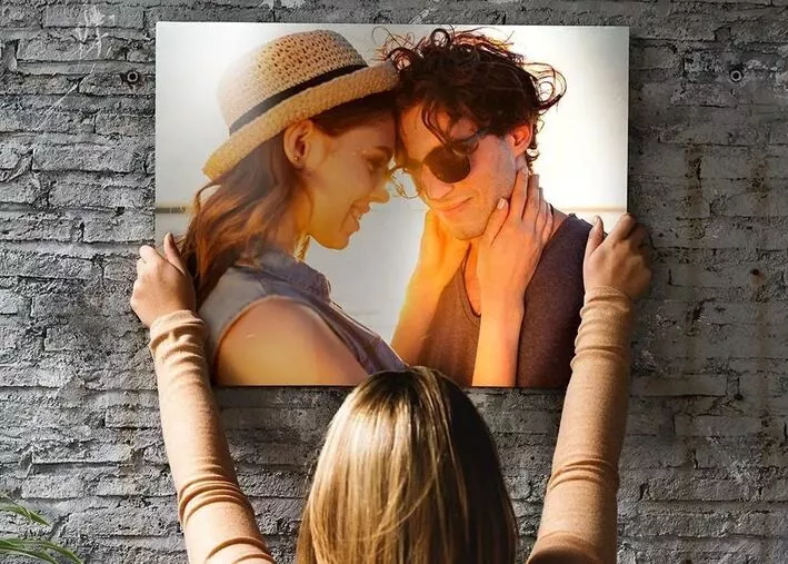 A metal print on a wall