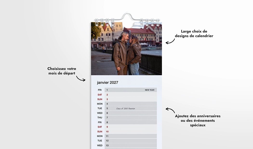 Calendrier Personnalisé 2027
